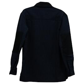 Autre Marque-Acne Studios Checkered Print Button Down Shirt in Navy Blue Wool-Blue,Navy blue