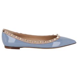 Bailarinas de cuero Rockstud de Valentino Azul