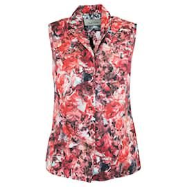 Paul Smith-Red Floral Print Collared Vest-Red