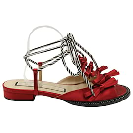 N°21-N21 Ankle Tie Sandals in Red Satin -Red