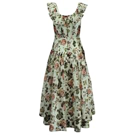 Ulla Johnson-Ulla Johnson Ruffled Floral Dress in Cream Cotton -White,Cream