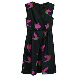 Vestido de tafetán con estampado de pájaros en seda negra de Marc by Marc Jacobs Negro
