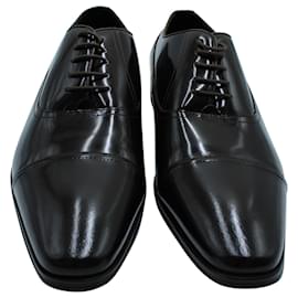 Versace-Zapatos Oxford con cordones Versace en cuero marrón-Castaño