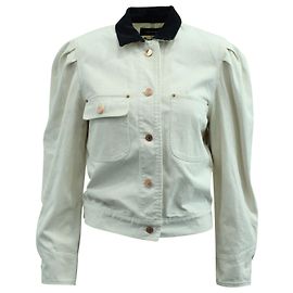 Isabel Marant Iolana Puffed Sleeve Jacket in Ivory Denim White Cream