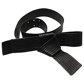 Lanvin-Cinturón Lanvin Acolchado con Lazo en Cuero Negro-Negro