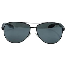 Prada-Prada SPS 53V Aviator Sunglasses in Black Metal-Black