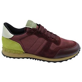 Valentino Garavani Rockrunner Low-Top-Sneaker aus bordeauxfarbenem Nylon Bordeaux