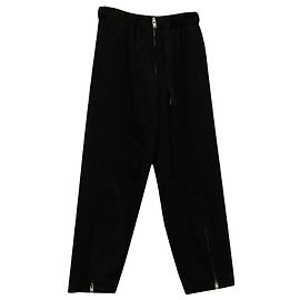 Y'S Pantaloni Yohji Yamamoto con zip in lana nera Nero
