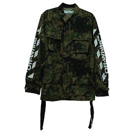 Off White Camouflage Oversized Jacket in Multicolor Cotton Multiple colors