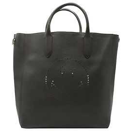 Anya Hindmarch Cabas Smiley Perforé en Cuir Noir Noir