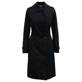 Burberry-Burberry Mid-Length Kensington Heritage Trench Coat in Navy Blue Cotton-Blue,Navy blue