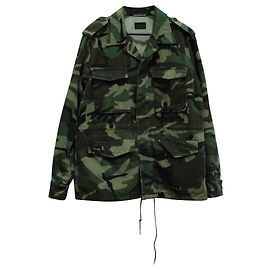 Parka Saint Laurent Camouflage con Patch Ricamata Love in Cotone Verde Verde