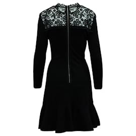 Erdem-Erdem Short Dress With Lace Panel in Black Viscose-Black