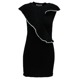 Msgm-MSGM Frilled Knit Mini Dress in Black Wool-Black
