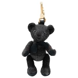 Burberry-Black Check Cashmere Thomas Bear Bag Charm-Black