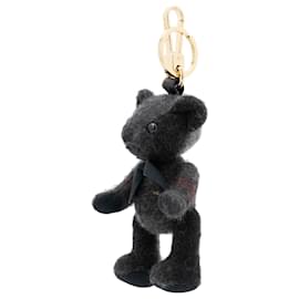 Burberry-Black Check Cashmere Thomas Bear Bag Charm-Black