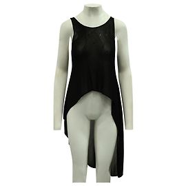 Emporio Armani Top asimétrico de malla negra con espalda larga Negro