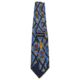 Yves Saint Laurent-YVES SAINT LAURENT Paris 90's Printed Tie in Multicolor Silk-Other