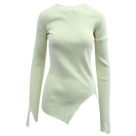 Suéter asimétrico Helmut Lang Twisted Rib en hilo de papel blanco Blanco Crudo