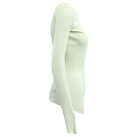 Helmut Lang-Helmut Lang Twisted Rib Asymmetric Sweater in White Paper Yarn-White,Cream