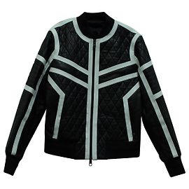 Neil Barrett Biker Jacket with White Piping in Black Leather Black