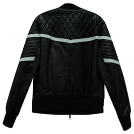Neil Barrett-Neil Barrett Biker Jacket with White Piping in Black Leather-Black