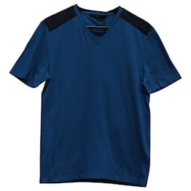 Gucci-Gucci Two-tone V-Neck T-shirt in Royal Blue Cotton-Blue