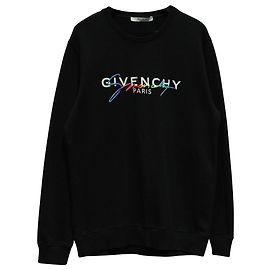 Givenchy Rundhals-Pullover mit Regenbogen-Signatur-Logo aus schwarzer Baumwolle Schwarz