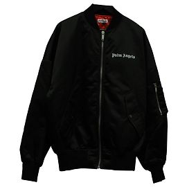 Jaqueta Bomber com logo Palm Angels em poliamida preta Preto