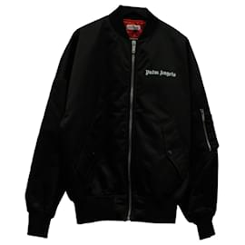 Palm Angels Logo Bomber Jacket in Black Polyamide Black