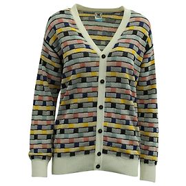 M Missoni Gestreifte Intarsien-Strickjacke aus mehrfarbiger Baumwolle Andere Python drucken