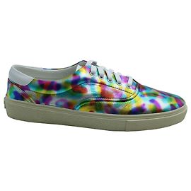 Pattino Saint Laurent 20 Sneakers Stringate in Pelle Metallizzata Multicolor Multicolore