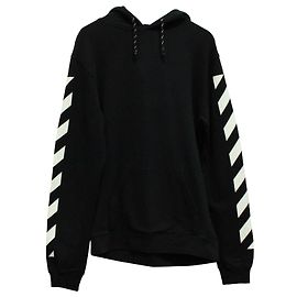 Off White Hoodie mit Diagonal Lines Print aus schwarzer Baumwolle Schwarz