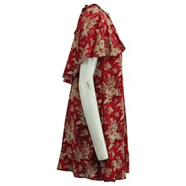 Red Valentino-Vestido en seda roja con estampado de tapicería floral de Red Valentino-Roja