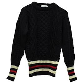 Thom Browne-Thom Browne Cable Knit Sweater in Navy Blue Wool-Blue,Navy blue
