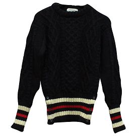 Thom Browne Zopfstrickpullover aus marineblauer Wolle Blau Marineblau