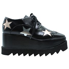 Stella Mc Cartney Zeppa Stella McCartney Elyse Platform con Patch Stella Argento in Nappa Nera Nero
