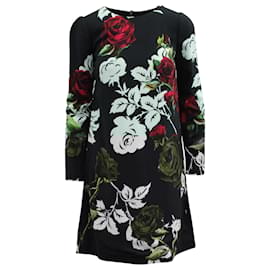 Dolce & Gabbana-Dolce & Gabbana Floral Dress in Black Viscose-Black
