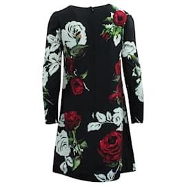 Dolce & Gabbana-Dolce & Gabbana Floral Dress in Black Viscose-Black