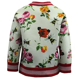 Gucci-Gucci Pull à fleurs avec motif papillon en coton multicolore-Multicolore