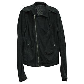 Rick Owens FW15 Sphinx Stooges Bikes Jacke aus schwarzem Kalbsleder Grau