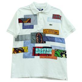Polo Junya Watanabe x Lacoste Patchwork in cotone bianco Bianco