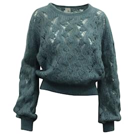 Iris & Ink Häkelstrickpullover aus blauer Wolle Blau