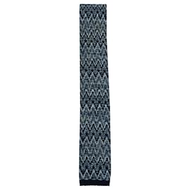 Missoni-Missoni Signature-Woven Tie in Blue Wool-Blue