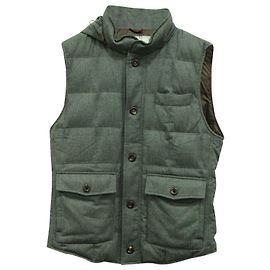 Brunello Cucinelli Steppweste mit Kapuze aus grünem Polyester Grün
