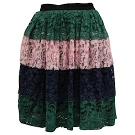 Msgm-MSGM Striped Lace Skirt in Multicolor Polyamide-Multiple colors