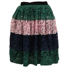 Saia de renda listrada MSGM em poliamida multicolorida Outro Impressão em python