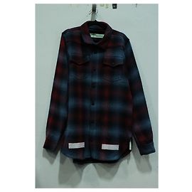 Off White Camicia a quadri Off-White con stampa freccia in cotone blu e rosso Altro Stampa python