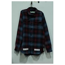Off White-Off-White Arrow Print Check Shirt in Blue and Red Cotton-Multiple colors