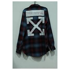 Off White-Off-White Arrow Print Check Shirt in Blue and Red Cotton-Other,Python print